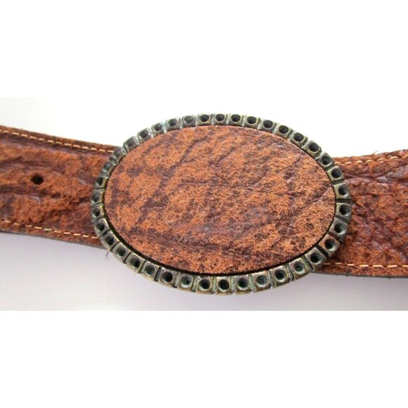 Berge Italy Women's Brown Genuine Leather Belt with Large Oval Buckle Med 30-34" - Picture 5 of 9